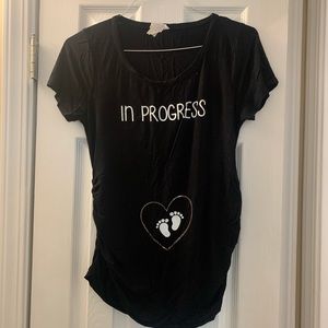 Black Maternity Shirt “In Progress” Size Small